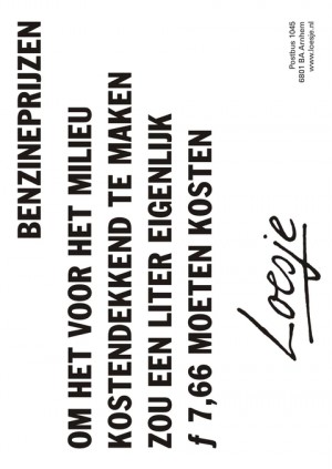 Benzineprijzen om het voor het milieu kostendekkend te maken zou een liter eigenlijk f766 moeten kosten.