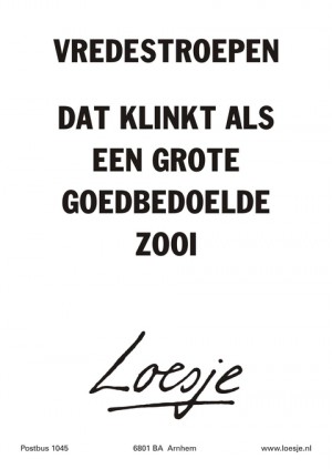 Vredestroepen dat klinkt als een grote goedbedoelde zooi