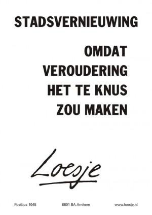 Stadsvernieuwing; omdat veroudering het te knus zou maken