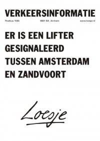 Verkeersinformatie: er is een lifter gesignaleerd tussen Amsterdam en Zandvoort