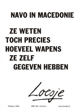 Navo in Macedonie; ze weten toch precies hoeveel wapens ze gegeven hebben