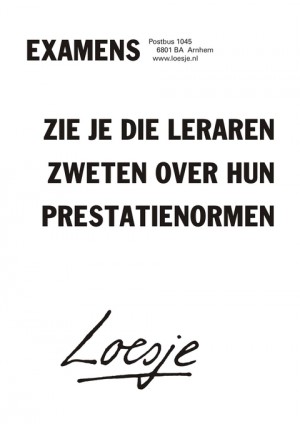 Examens; zie je die leraren zweten over hun prestatienormen.