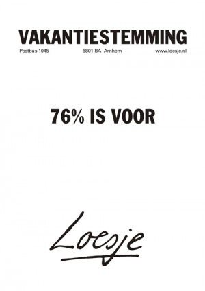 Vakantiestemming 76% is voor.