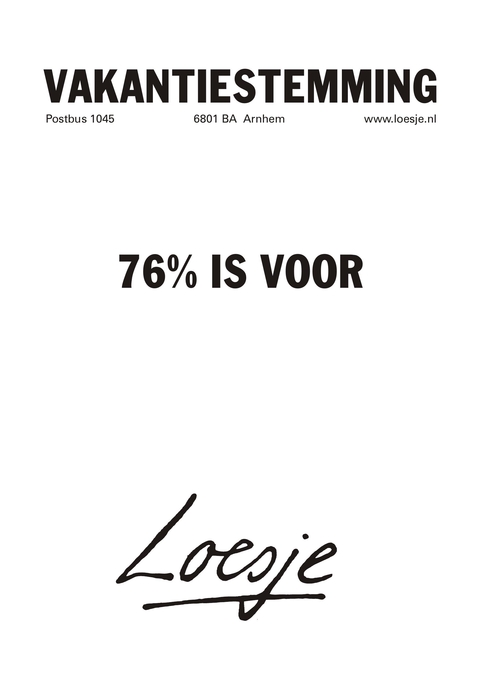 Vakantiestemming 76% is voor.