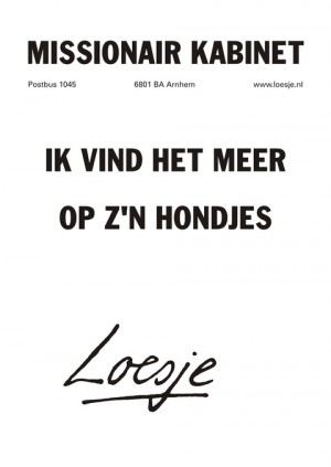 Missionair kabinet. Ik vind het meer op z’n hondjes.