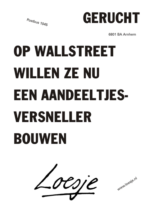 gerucht op wallstreet willen ze nu een aandeeltjesversneller bouwen