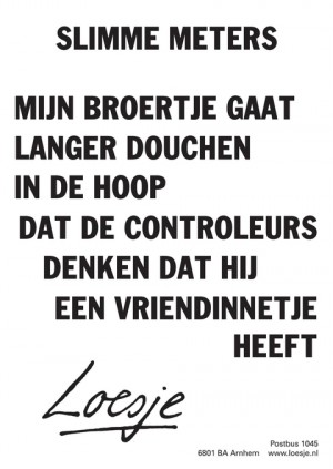 slimme meters mijn broertje gaat langer douchen in de hoop dat de controleurs denken dat hij een vriendinnetje heeft