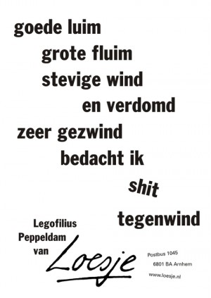 goede luim grote fluim stevige wind en verdomd zeer gezwind bedacht ik shit tegenwind