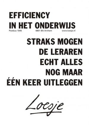 efficiency in het onderwijs; straks mogen de leraren echt alles nog maar