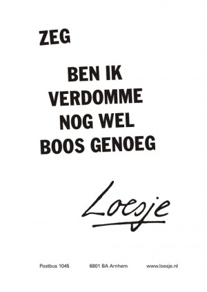 zeg ben ik verdomme nog wel boos genoeg