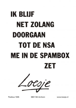 Ik blijf net zo lang doorgaan tot de NSA me in de spambox zet.