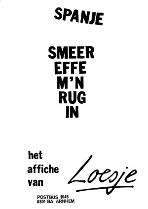 Spanje smeer effe m’n rug in het affiche van