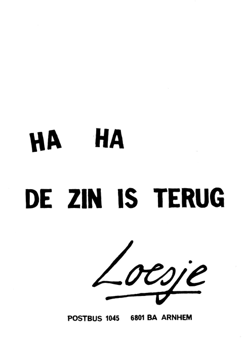 Ha ha de zin is terug