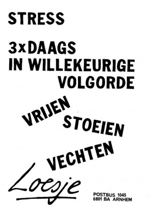 Stress 3x daags in willekeurige volgorde vrijen stoeien vechten