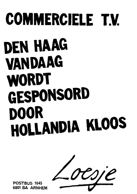Commerciele tv Den Haag vandaag wordt gesponsord door Hollandia Kloos