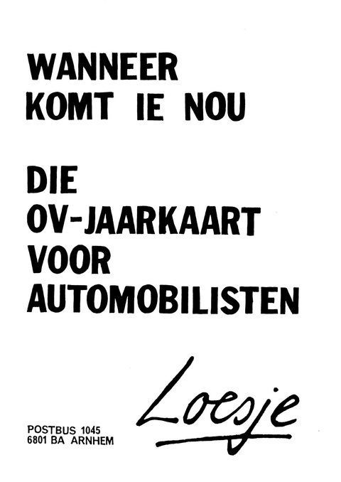 Wanneer komt ie nou die ov- jaarkaart voor automobilisten