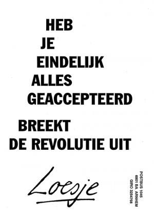 Heb je eindelijk alles geaccepteerd breekt de revolutie uit