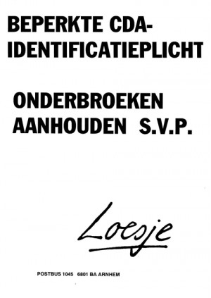 Beperkte CDA-identificatieplicht onderbroeken aanhouden S.V.P.