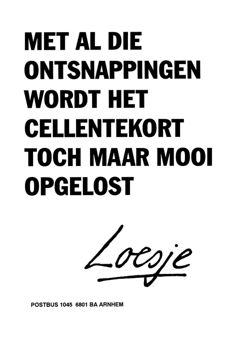 Met al die ontsnappingen wordt het cellentekort toch maar mooi opgelost