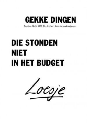 Gekke dingen die stonden niet in het budget