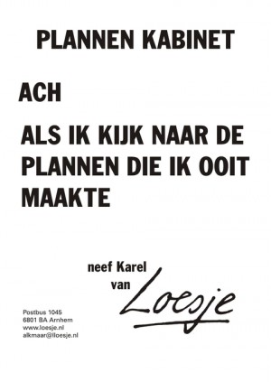 plannen kabinet ach als ik kijk naar de plannen die ik ooit maakte neef Karel van