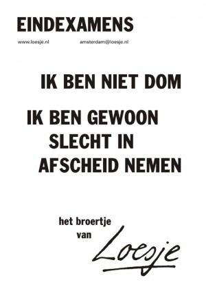 Eindexamens, ik ben niet dom, ik ben gewoon slecht in afscheid nemen