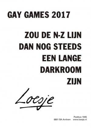 Gay games 2017 zou de N-Z lijn dan nog steeds een lange darkroom zijn