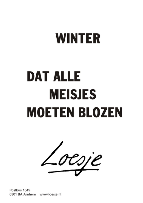 winter dat alle meisjes moet blozen