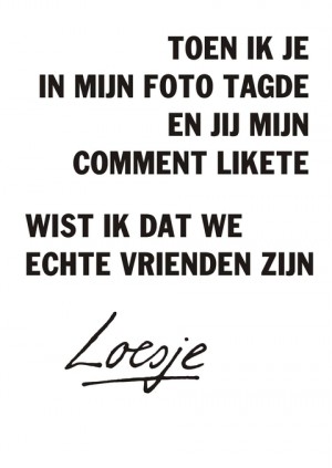 toen ik je in mijn foto tagde en jij mijn comment likete wist ik dat we echte vrienden zijn