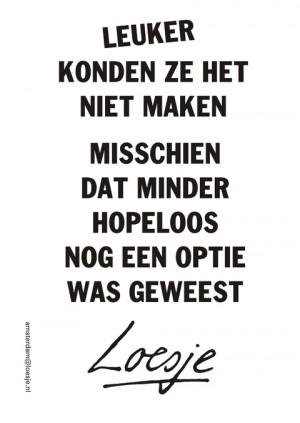 Leuker konden ze het niet maken misschien dat minder hopeloos nog een optie was geweest