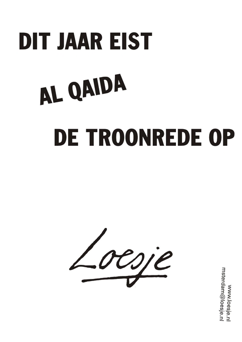 dit jaar eist al qaida de troonrede op