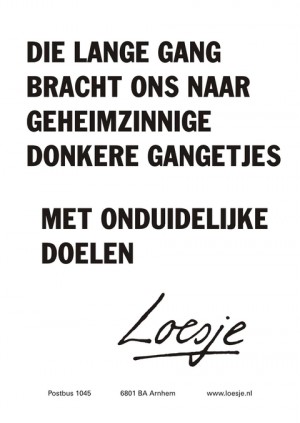 die lange gang bracht ons naar geheinzinnige donkere gangetjes met onduidelijke doelen