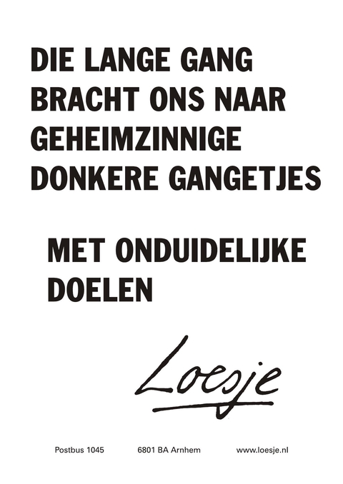 die lange gang bracht ons naar geheinzinnige donkere gangetjes met onduidelijke doelen