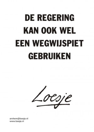 De regering kan ook wel een wegwijspiet gebruiken