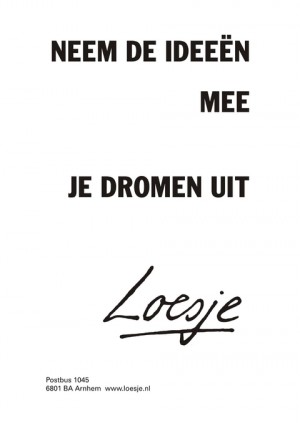 Neem de ideeen mee je dromen uit