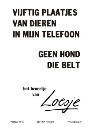 vijftig plaatjes van dieren in mijn telefoon geen hond die belt het broertje van