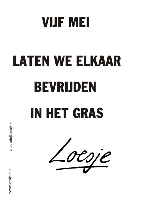 vijf mei laten we elkaar bevrijden in het gras