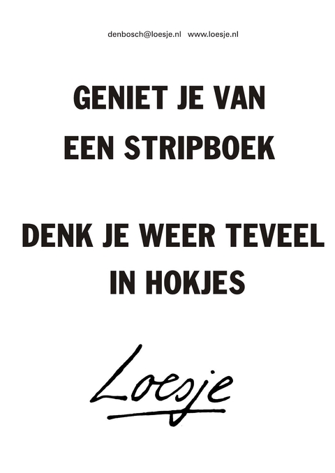 Geniet je van een stripboek denk je weer teveel in hokjes