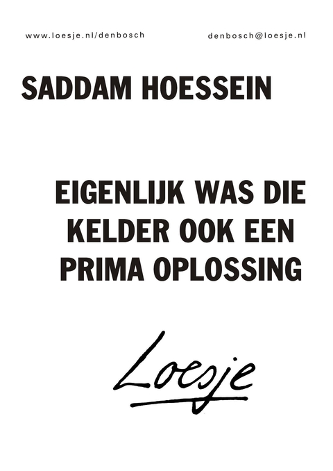 Saddam Hoessein eigenlijk was die kelder ook een prima oplossing