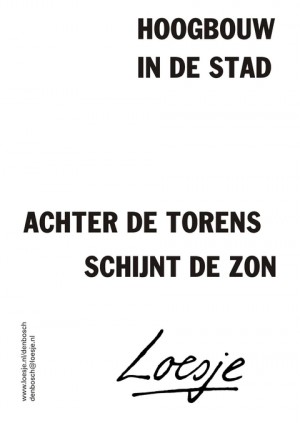 Hoogbouw in de stad achter de torens schijnt de zon