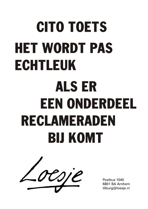 citotoets het wordt pas echt leuk als er een onderdeel reclameraden bij komt