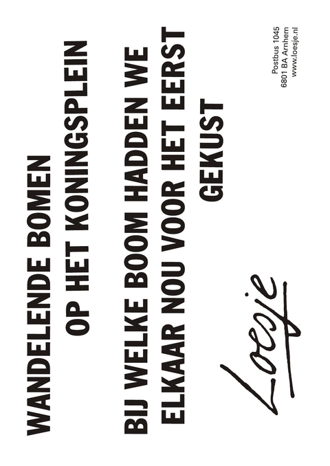 Wandelende bomen op het koningsplein bij welke boom hadden we elkaar nou voor het eerst gekust
