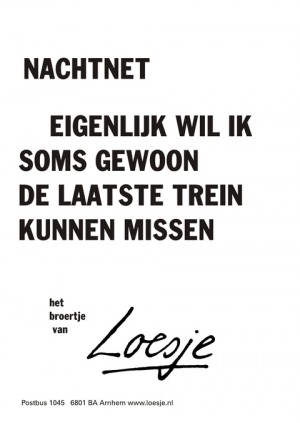 Nachtnet eigenlijk wil ik soms gewoon de laatste trein kunnen missen het vriendje van