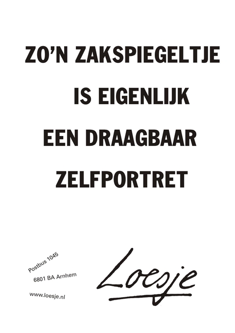 zo’n zakspiegeltje is eigenlijk een draagbaar zelfportret