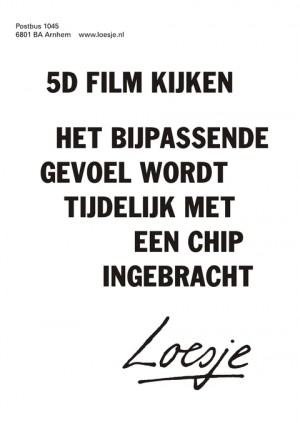 5D film kijken het bijpassende gevoel wordt tijdelijk met een chip ingebracht