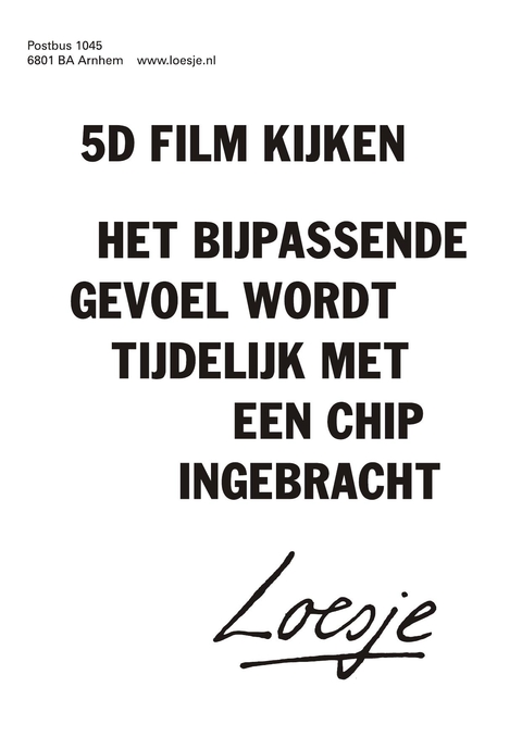 5D film kijken het bijpassende gevoel wordt tijdelijk met een chip ingebracht