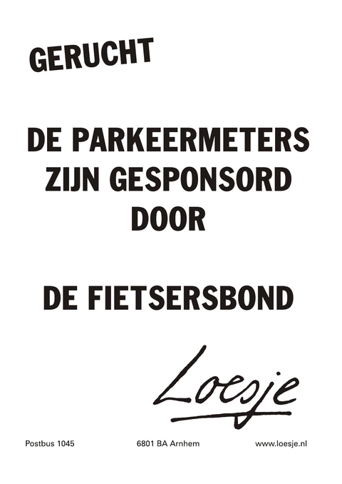 Gerucht de parkeermeters zijn gesponsord door de fietsersbond