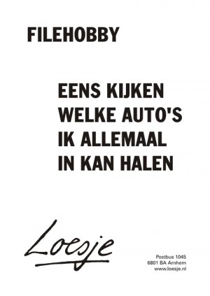Filehobby eens kijken welke auto’s ik allemaal in kan halen
