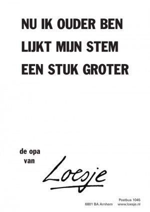 nu ik ouder ben lijkt mijn stem een stuk groter