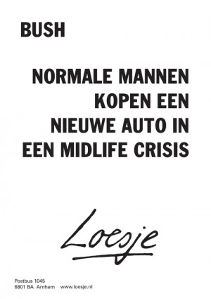 bush normale mannen kopen een nieuwe auto in een midlife crisis